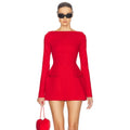 Bows Splice Long Sleeve Mini Dress Elegant Office Woman Solid Bodycon Club Party Dresses 2024 Autumn High Waist Fashion