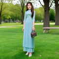 Women Aodai Vietnamese Traditionally Dress Long Qipao Two-piece Wide-leg Pants Cheongsam Aodai Dress Aodai Vetnam Clothing