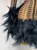 Women Luxury Birthday Dress Rhinestones Mesh Feathers Bodycon Mini Celebrity Evening Club Party Dress Nightclub Stage Outfit