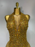 Women Sexy See Through Stretch Bodysuits Birthday Dancer Performance Wear Mesh Luxury Rhinestone Nightclub Hotwife Outfit