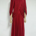 Chic Draped Maxi Dress Women Elegant Flutter Sleeve Turtleneck Patchwork Long Dresses 2026 Lady New Evening Party Gowns