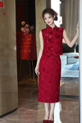 New Chinese Style Improved Sleeveless Wedding Cheongsam Autumn New High-end Wedding Banquet Toast Dress Women Qipao Dress