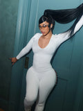Cross Bandage Hollow Design Jumpsuits Woman o-Neck Full Sleeve Backless Skinny Peach Hip Sexy Club Party Overalls