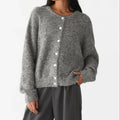 Women's Grey Wool Knitted Cardigan Elegant Button Large Size Sweater Knitwears Cardigans New Winter Fall Clothes Gray Red White