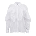 French Office Spliced Ruffled White Shirt for Women Lapel Long Sleeves Temperament Basics Shirts Female Autumn New