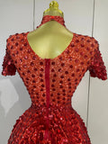 Sparkly Sequins Bodysuit Short Dress Women Sexy Nightclub Dancer DJ Stage Performance Wear Luxury Birthday Party Festival Outfit