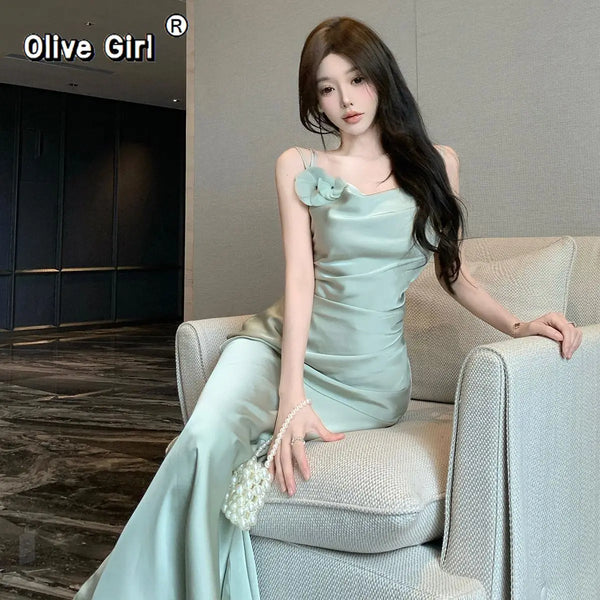 Olive Girl Dramatic Dress for Garden Wedding 2026 Fairycore Photoshoot S-L XS-3XL Plus Size Dramatic Silhouette Romantic Editorial Not Costume Hanfu Chinese Dress Traditional Chinese Clothing Chinese Heritage Fashion Women