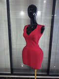 Pink Winered Women Sleeveless Sexy V-Neck Bodycon Mini Bandage Dress Celebrate Nightclub Party Fashion Homecoming Outfit