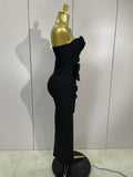 Sexy Fashion White Elegant Strapless Flower Bodycon Long Dress Women Casual Streetwear Club Birthday Party Slim Elegangt Dresses