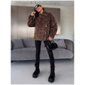 Solid Faux Shearling Coat Women Stand Collar Asymmetric Button Faux Leather Patchwork Winter Streetwear Thick Plush Outerwear