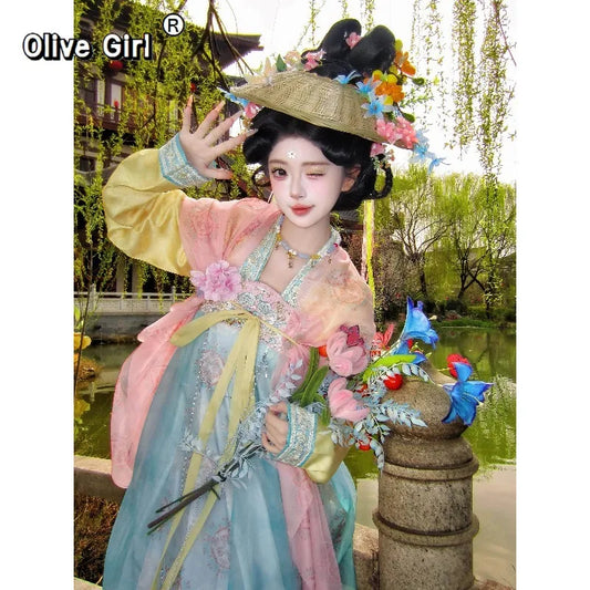 Olive Girl Hanfu Dress 2026 S-XL XS-3XL Plus Size Hanfu Chinese Dress Traditional Chinese Clothing Chinese Heritage Fashion Women