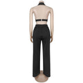 Metal Hole Sexy Outfits Women Sexy Crop Top and Matching Legging Set Two-Piece Pants Set Birthday Night Club Skinny Suits