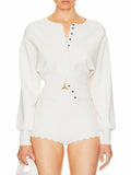 Two Piece Set For Women O Neck Lantern Sleeve Patchwork Buttons Tunic Cardigan Mid Waist Shorts Casual Suit Female