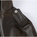 Fashion Women's Cropped Jacket Coat Faux Leather Stand Collar Long Sleeve Biker Style PU Leather Coats Streetwear Outerwear Top