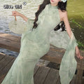 Olive Girl Purple Dramatic Qipao for Garden Wedding 2026 Fairycore Photoshoot S-L XS-3XL Plus Size Dramatic Silhouette Romantic Garden Party Editorial Not Costume Qipao Cheongsam Chinese Dress Chinese Heritage Fashion Women