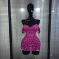 Shining Rosered Shining Sequins Women Sexy Strapless Laced-up Bodycon Mini Dress Nightclub Party Celebrate Performance Costumes