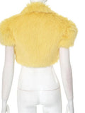 Furs Belt Buckle Crop Coat Women Valentine's Day Short Sleeve Sexy Hottie Midnight Birthday Party Banquet Shawl Tops