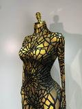 Women Sexy Black Rhinestone Stretch Bodycon Jumpsuit Club Evening Party Birthday Wear Singer Dancer Stage Perform Costume