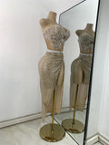 Sparkly Sequins Strapless Top Long Skirt Sets Nightclub Performance Nightclub Women's Outfit Two Pieces Stage Dress