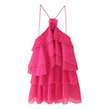 Women Sleeveless Cascading Ruffles Smock Big Swing Dress  Birthday Vacation Street Summer Party Dresses Vestidos