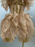 Sexy Shining Gold Crystal Transparent Wings Mini Dress 2025 Women Birthday Party Bar Nightclub Singer Stage Performance Costume