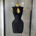Winered Black Women Sleeveless Sexy Keyhole Bodycon Mini Bandage Dress Celebrate Nightclub Party Birthday Fashion Outfit