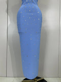 Luxury Birthday Gowns Elegant Diamonds Sleeveless Bodycon Bandage Long Dress High Street Celebrate Evening Prom Club Party Dress