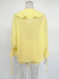 New Casual Shorts Two-piece Set Women's Ruffled Loose Tie Top Simple Shorts Set Office Lady Summer Female Shorts Set