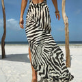 Sexy Backless Long Dress with Kerchief for Women Halter Sleeveless High Waist Split Striped Design Dresses Female