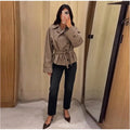 Vintage Plaid Belted Jackets Women Slim Full Sleeves Double-breasted Lapel Cropped Coats 2026 New Ladies Autumn Fashion Outwear