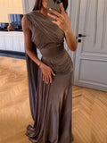 Elegant Ribbon Long Dress Women Solid Patchwork Sleeveless Backless Slim Maxi Dresses 2026 Spring Summer Party Robes Lady