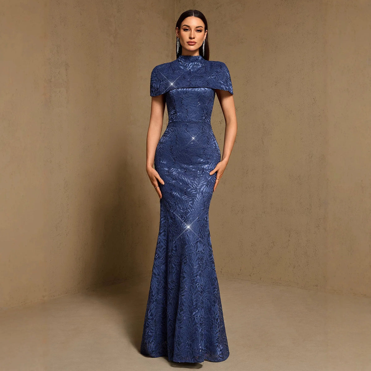 Elegant Sequin Emboridery Shawl 2 Pieces  Evening Gown for Women Weddings and Dinners Heavy Industry Gorgeous Evening Gowns