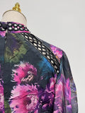 Elegant Floral Printing Long Dressess For Women Stand Collar Lantern High Waist Spliceed Rivet Hollow Out Dress Female New