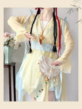 Olive Girl Yellow Flowing Sleeve Fairy Dress for Ren Faire 2026 Garden Wedding Fairycore Photoshoot Everyday Wear S-L XS-3XL Plus Size Flowing Sleeve Dramatic Silhouette Romantic Editorial Not Costume Chinese Heritage Fashion Women