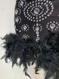 Women Sexy Halter Crystal Feathers Bodycon Mini Dress Nightclub Performance Stage Outfit Luxury Birthday Photo Shoot Dress