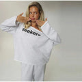 Solid Women Loose Pants Set Letter Print Off Shoulder Long Sleeve Sweatshirt Wide Leg Trousers Chic Casual Loungewear Suit 2026