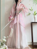 Olive Girl Pink Embroidered Hanfu Dress for Ren Faire 2026 Garden Wedding Fairycore Photoshoot Everyday Wear S-L XS-3XL Plus Size Hand Embroidered Flowing Sleeve Dramatic Silhouette Romantic Cottagecore Editorial Not Costume Chinese Heritage Fashion Women