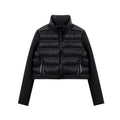 Women's stand-up collar pressure glue zipper Black splicing space cotton jacket jacket for women