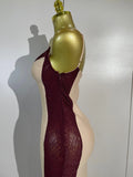 Elegant Celebrity Evening Club Party Prom Luxury Birthday Dress Woman Sexy Lace Patchwork Sleeveless Bodycon Long Bandage Dress