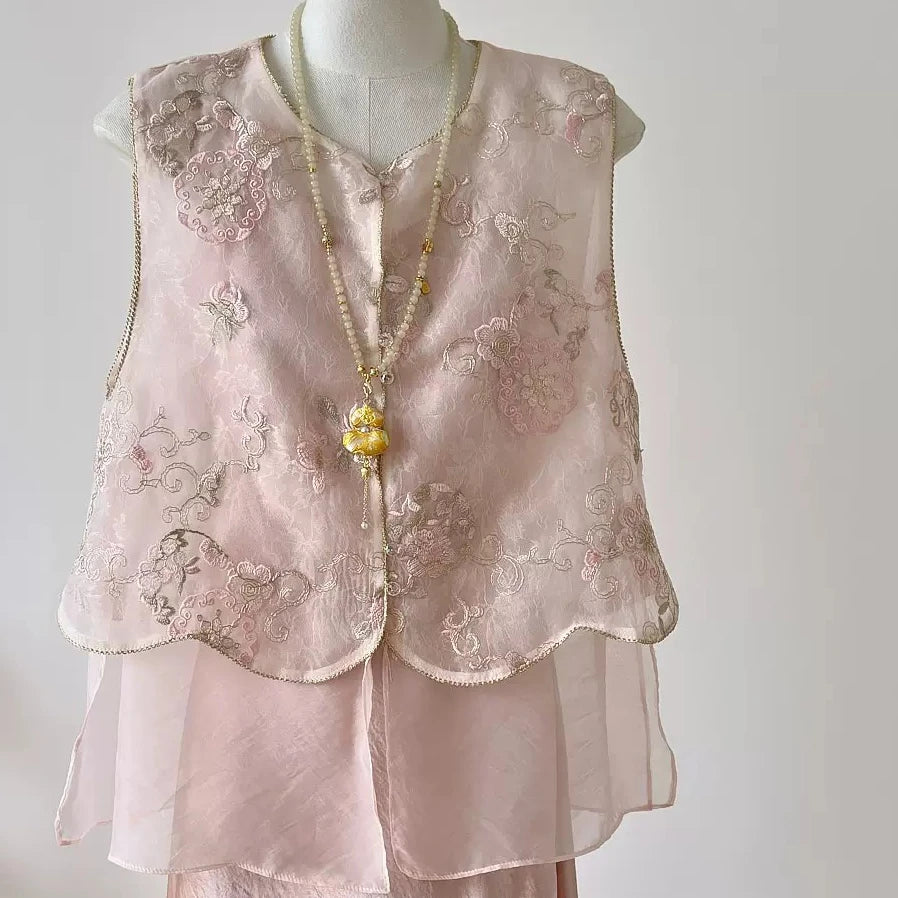 Olive Girl Pink Embroidered Embroidered Top for Garden Wedding 2026 Fairycore Photoshoot Everyday Wear S-XL XS-3XL Plus Size Embroidered Romantic Garden Party Editorial Not Costume Embroidered Top Chinese Top Blouse Chinese Heritage Fashion Women