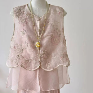 Olive Girl Pink Embroidered Embroidered Top Summer 2026 Fairycore Photoshoot Everyday Wear Ethereal Romantic S-XL XS-3XL Plus Size East Asian Traditional Outfit Chinese Heritage Fashion Women Costume Alternative Authentic