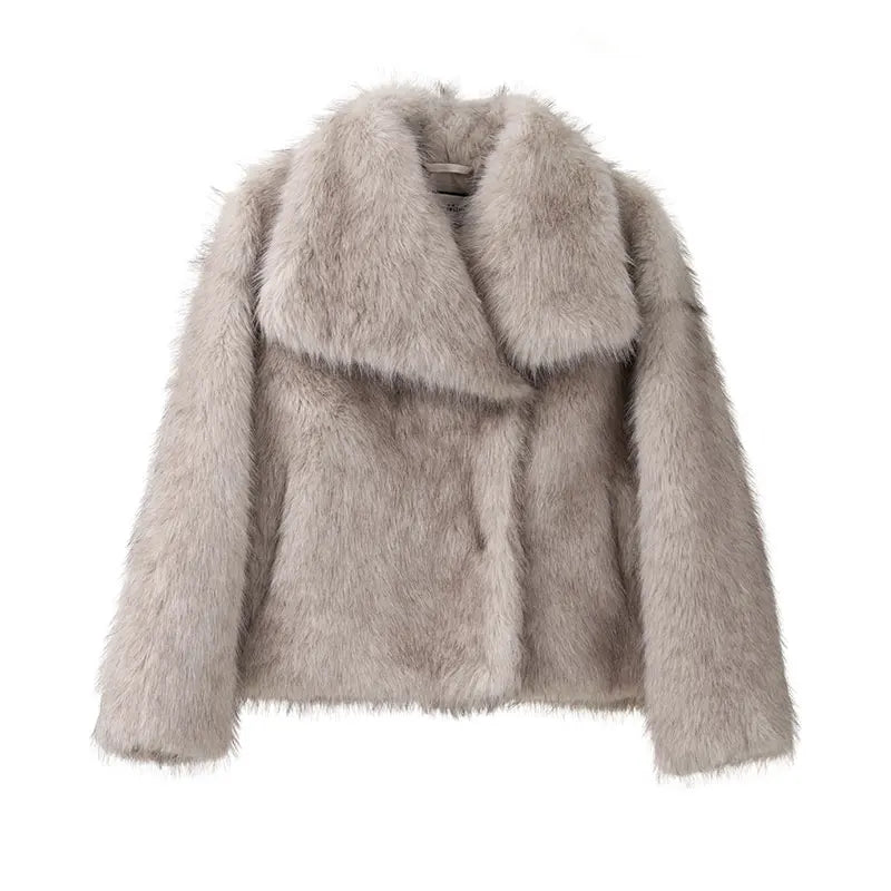 Winter Iconic Blogger Fashion Fluffy Square Collar Faux Fur Coat Women Ins Hot Chic Girls Fox Fur Jacket Outerwear