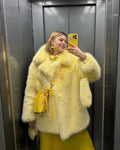 Winter Imitation Fox Fur Mid-length Coat For Women Fashion Artificial Lapel Thicken Streetwear Faux Fur Jacket Lady