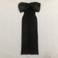 Red Black Women Sexy Halter Off the Shoulder Crystal Ruffles Bodycon Long Bandage Dress Nightclub Party Birthday Celebrate Wear