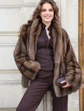 Women Brown Faux Fur Long Sleeve Jacket High Stand Collar Batwing Sleeve Warm Outfit Winter Lady New Highstreet Outerwear 2026
