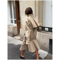 Women Khaki Windbreaker Jacket High Neck Zip Up Flared Hem Loose Fit Coat Autumn Commute Street New Lady Chic Hot Outerwear 2026
