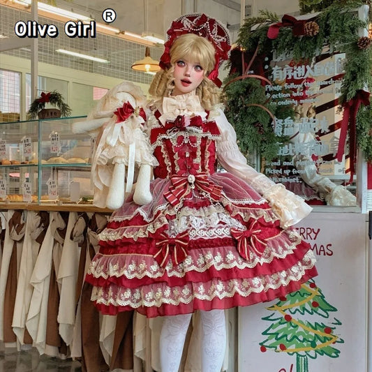 Olive Girl White Romantic Lolita Dress for Ren Faire 2026 Fairycore Photoshoot Everyday Wear S-XL XS-3XL Plus Size Romantic Cottagecore Garden Party Editorial Not Costume Lolita Dress Chinese Heritage Fashion Women
