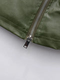 Simpel Basics Patchwork Belt Leather Jacekt for Women Lapel Long Sleeve Spliced Zippers Casual Office Coats Female