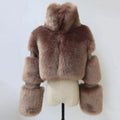 Solid Temperament Fur Coats For Women Lapel Long Sleeve Patchwork Zipper Slimming Jackets Female Fashion Style New