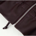 Fashion Women's Drawstring Short Leather Jacket Stand Collar Long Sleeve Ruffle Zipper Female Coat 2026 Autumn Lady Chic Jackets